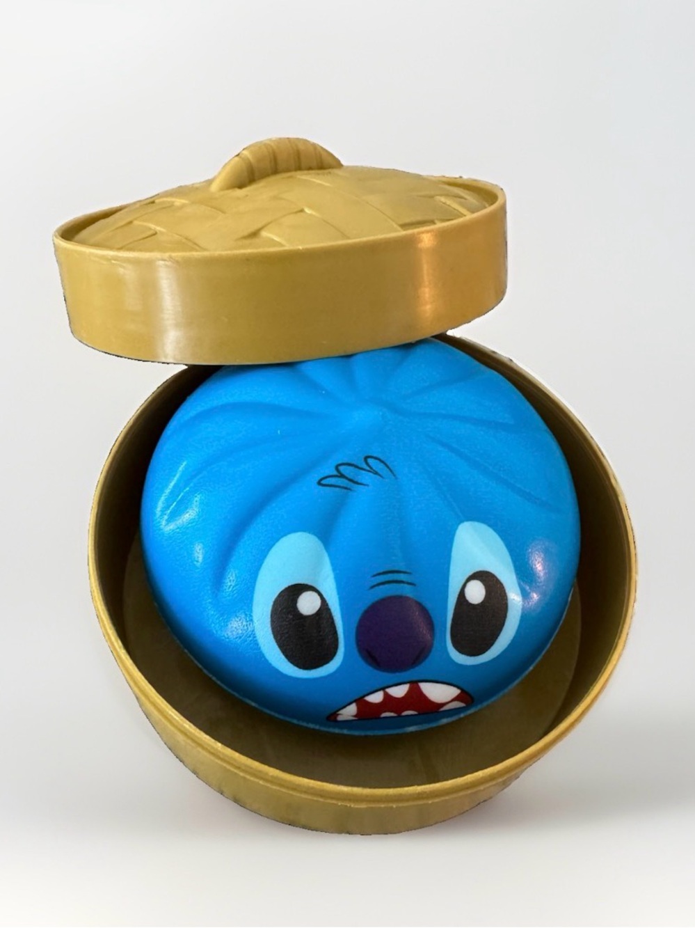 Disney Stitch Squishy Dumpling Toy in Steamer Basket - Blue Character Squishy